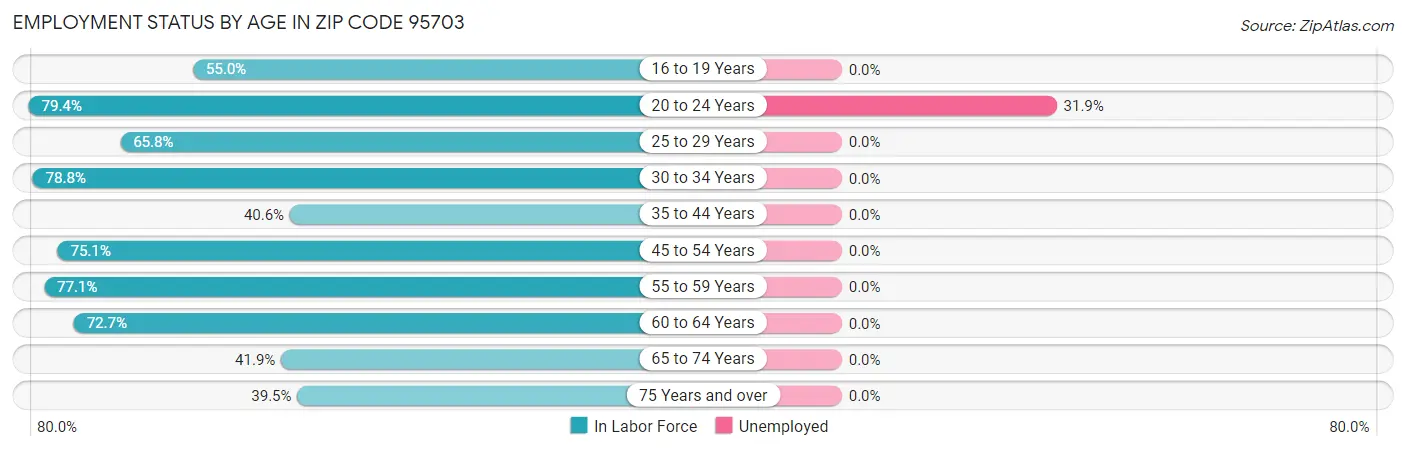 Employment Status by Age in Zip Code 95703