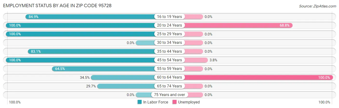 Employment Status by Age in Zip Code 95728