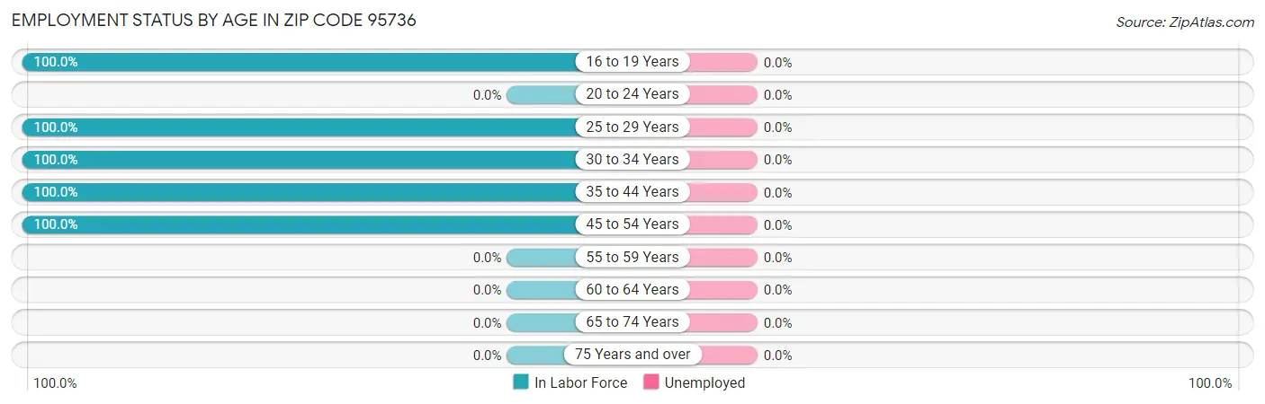 Employment Status by Age in Zip Code 95736