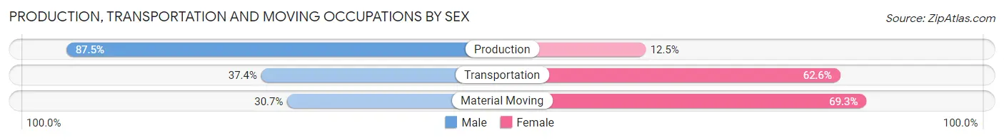 Production, Transportation and Moving Occupations by Sex in Zip Code 95817