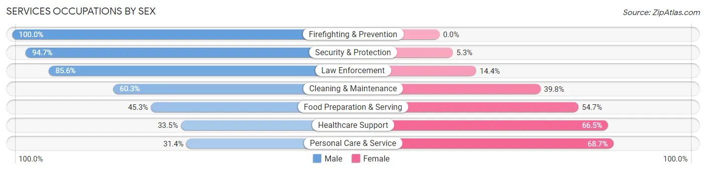Services Occupations by Sex in Zip Code 95928