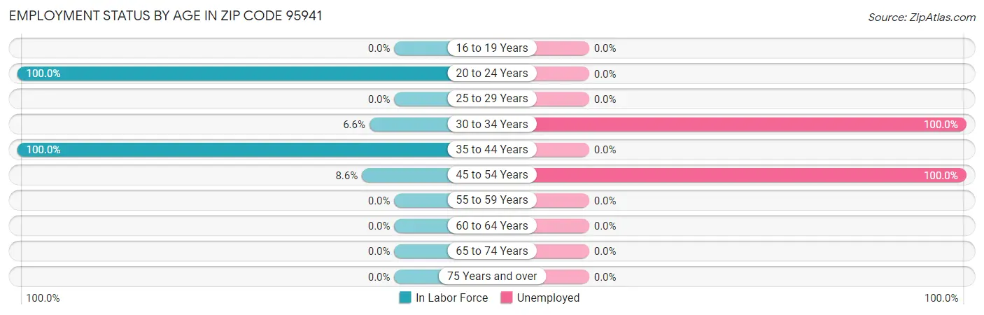 Employment Status by Age in Zip Code 95941