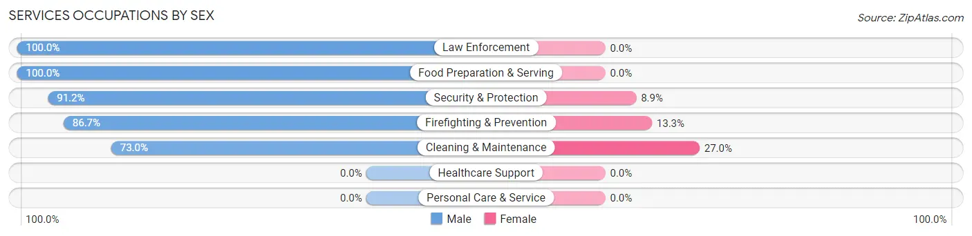 Services Occupations by Sex in Zip Code 95947