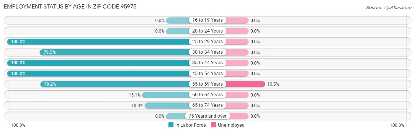 Employment Status by Age in Zip Code 95975