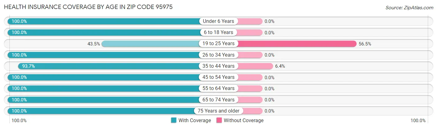 Health Insurance Coverage by Age in Zip Code 95975