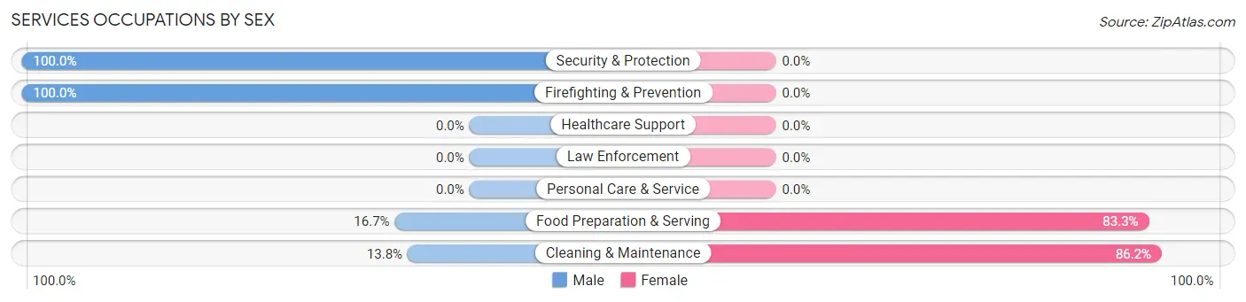 Services Occupations by Sex in Zip Code 95979