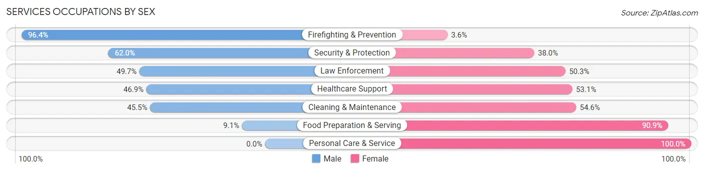 Services Occupations by Sex in Zip Code 95987