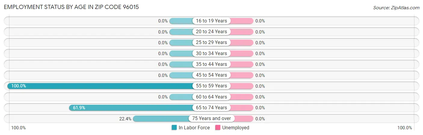 Employment Status by Age in Zip Code 96015