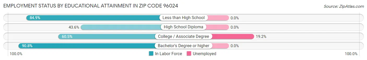 Employment Status by Educational Attainment in Zip Code 96024
