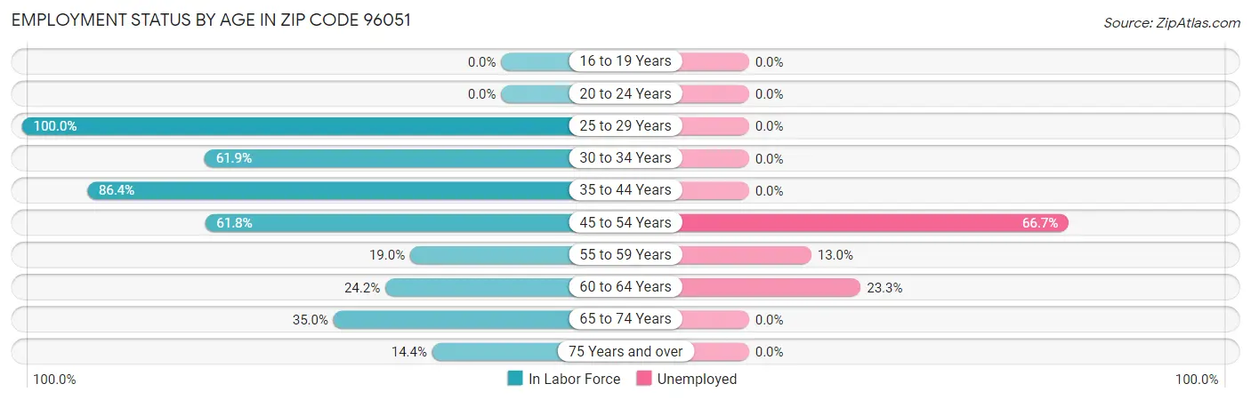 Employment Status by Age in Zip Code 96051