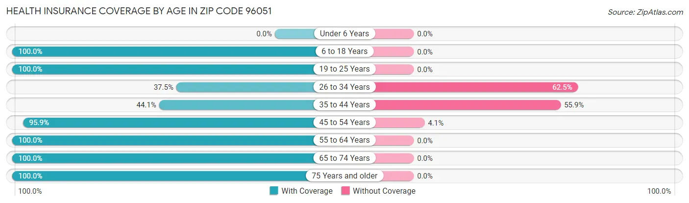 Health Insurance Coverage by Age in Zip Code 96051