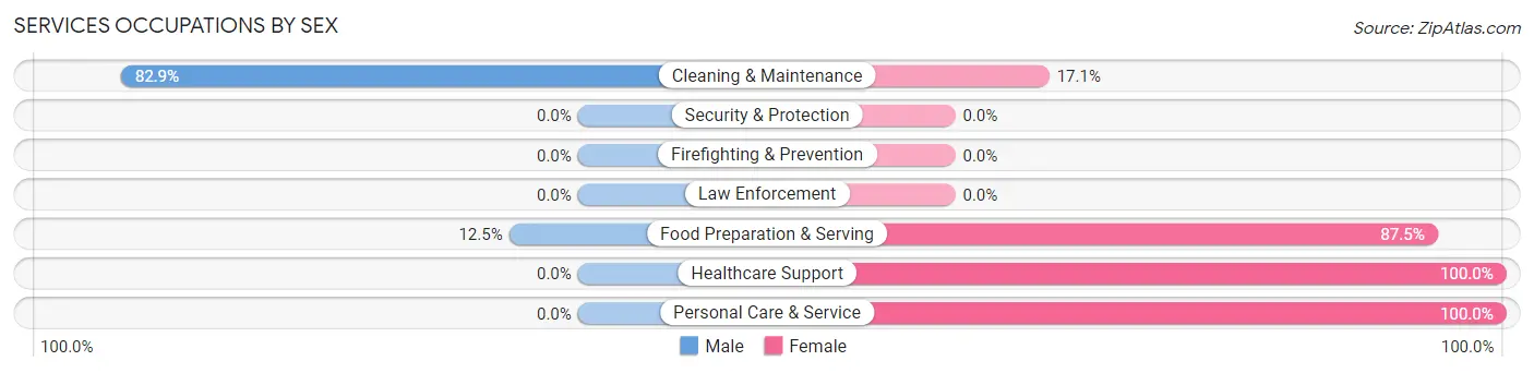 Services Occupations by Sex in Zip Code 96051