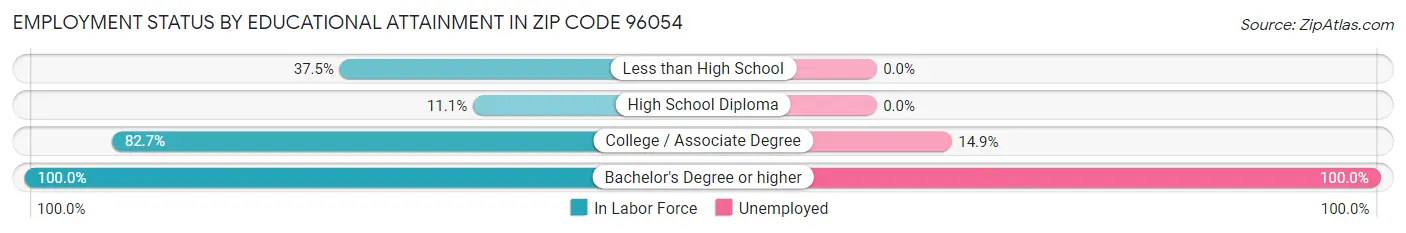Employment Status by Educational Attainment in Zip Code 96054
