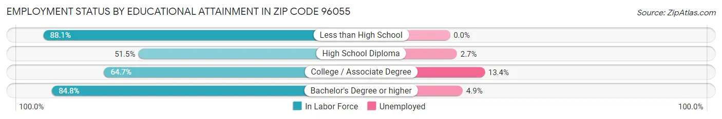 Employment Status by Educational Attainment in Zip Code 96055