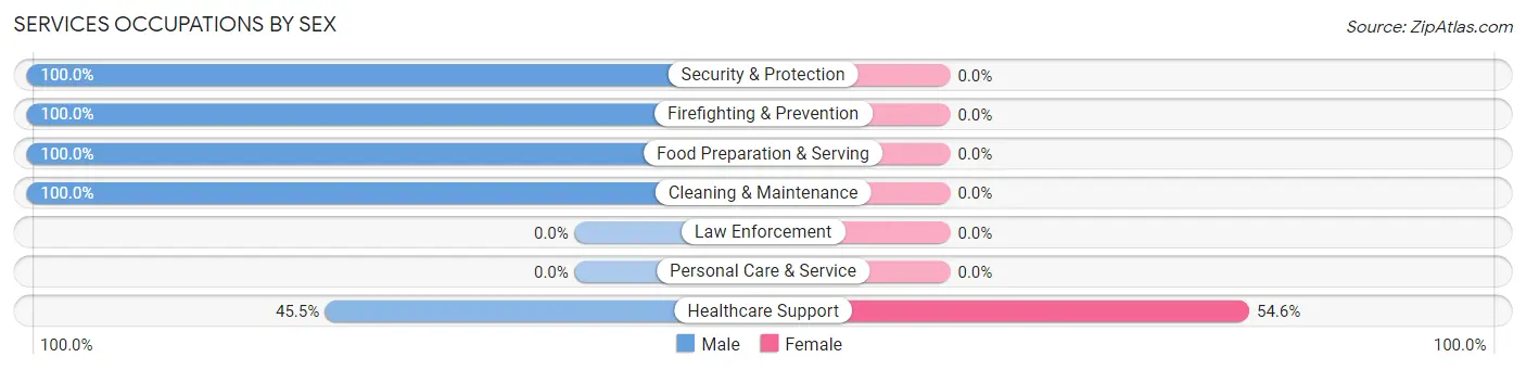 Services Occupations by Sex in Zip Code 96056