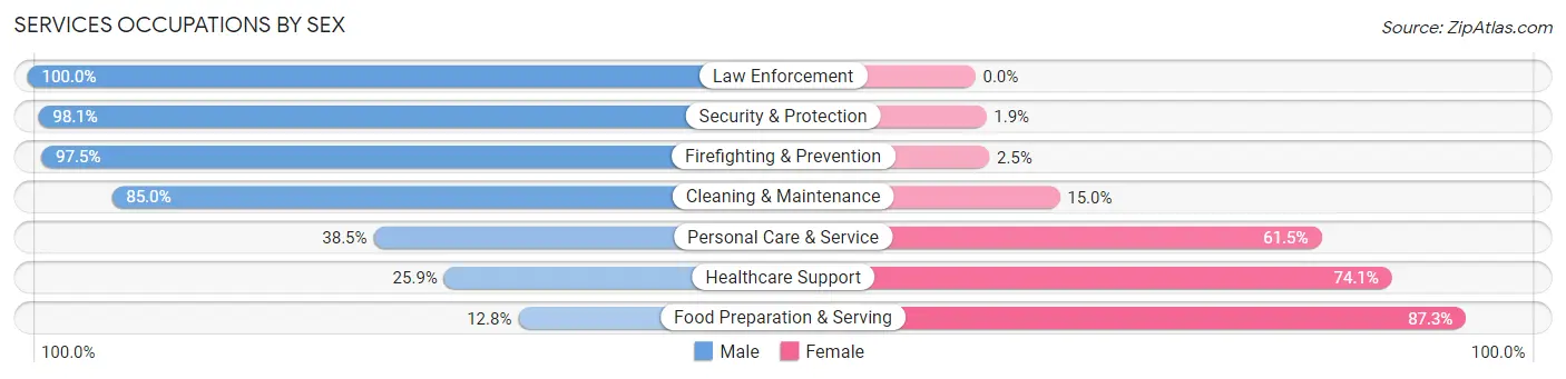 Services Occupations by Sex in Zip Code 96073