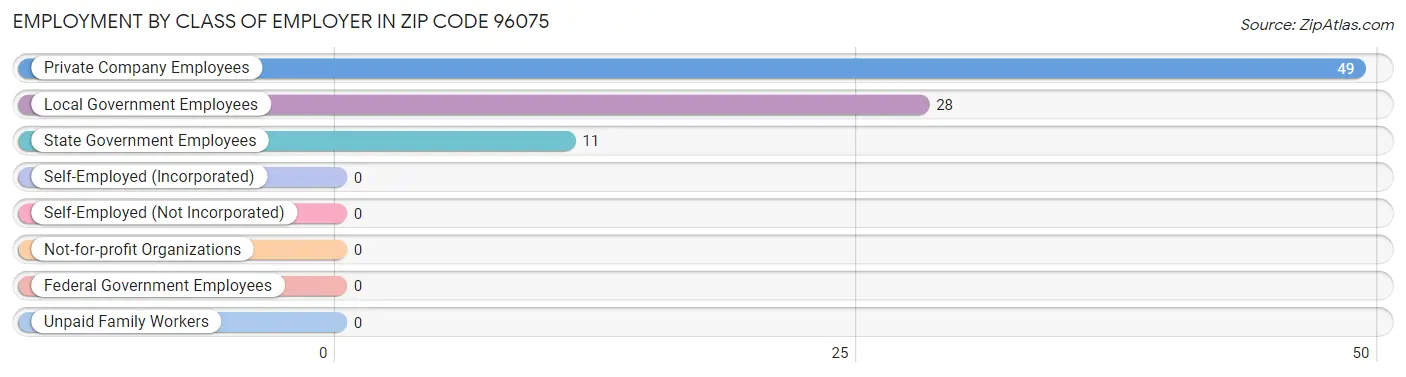 Employment by Class of Employer in Zip Code 96075