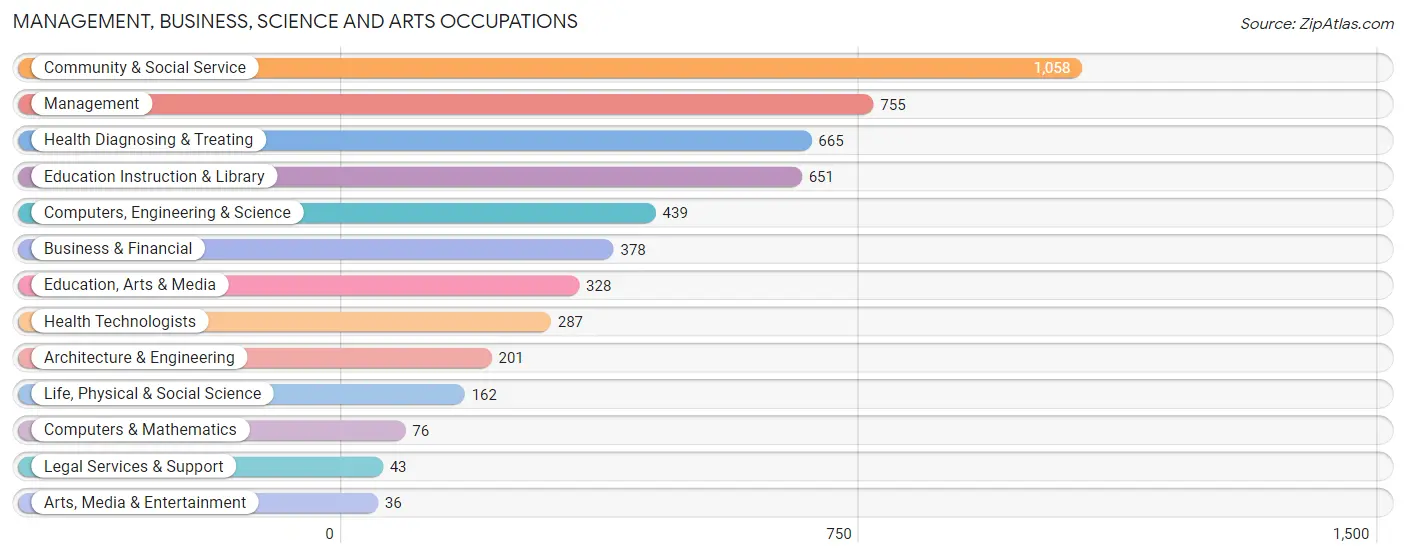 Management, Business, Science and Arts Occupations in Zip Code 96080