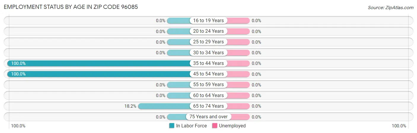 Employment Status by Age in Zip Code 96085