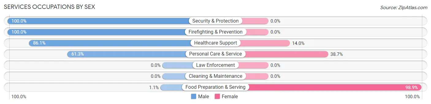 Services Occupations by Sex in Zip Code 96093