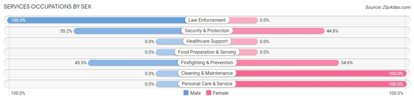 Services Occupations by Sex in Zip Code 96104