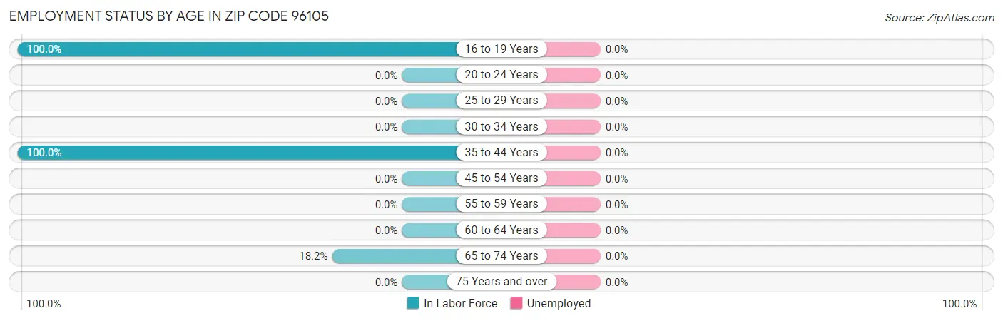 Employment Status by Age in Zip Code 96105
