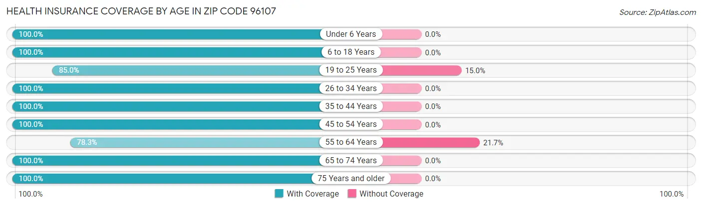 Health Insurance Coverage by Age in Zip Code 96107