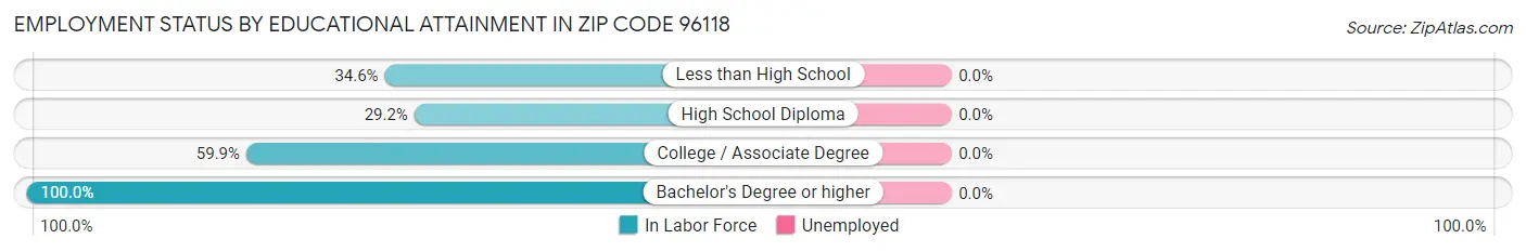 Employment Status by Educational Attainment in Zip Code 96118