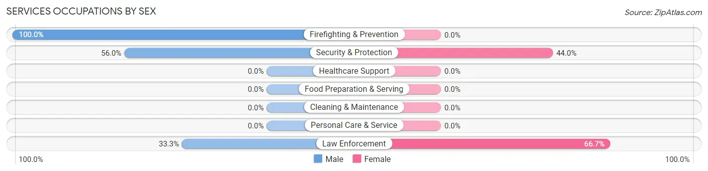 Services Occupations by Sex in Zip Code 96128
