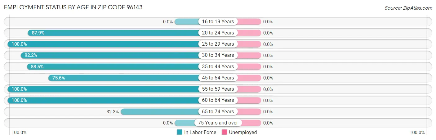 Employment Status by Age in Zip Code 96143