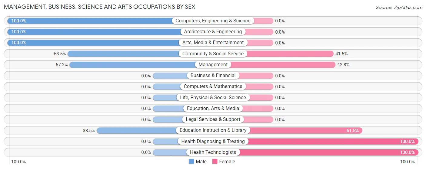 Management, Business, Science and Arts Occupations by Sex in Zip Code 96143