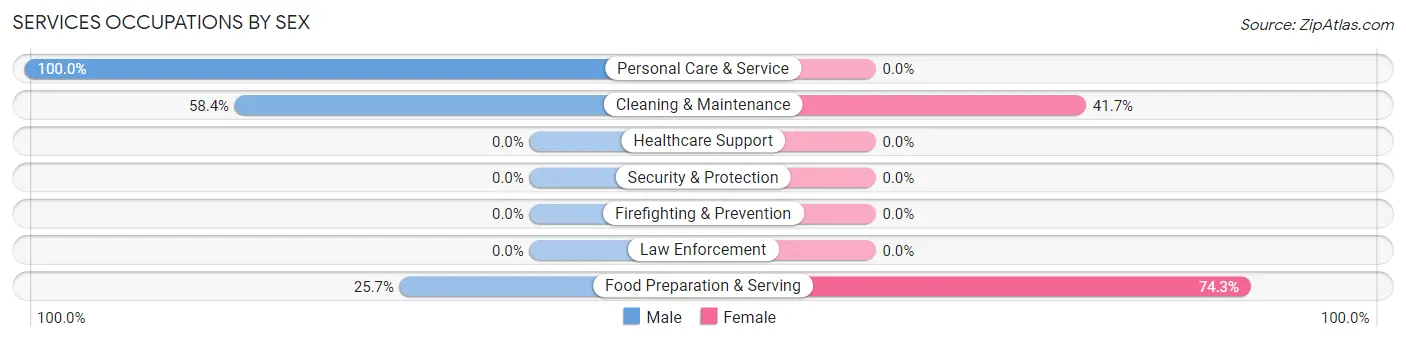 Services Occupations by Sex in Zip Code 96143