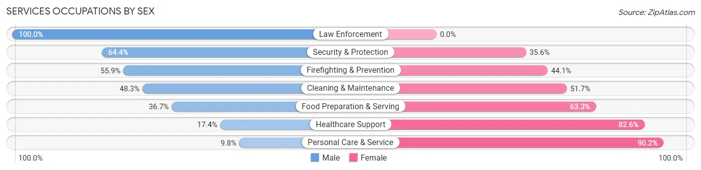 Services Occupations by Sex in Zip Code 96161