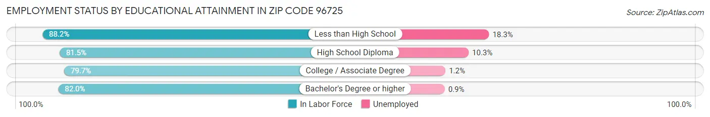 Employment Status by Educational Attainment in Zip Code 96725