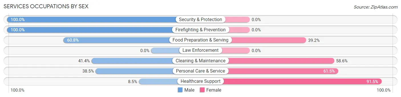 Services Occupations by Sex in Zip Code 96725