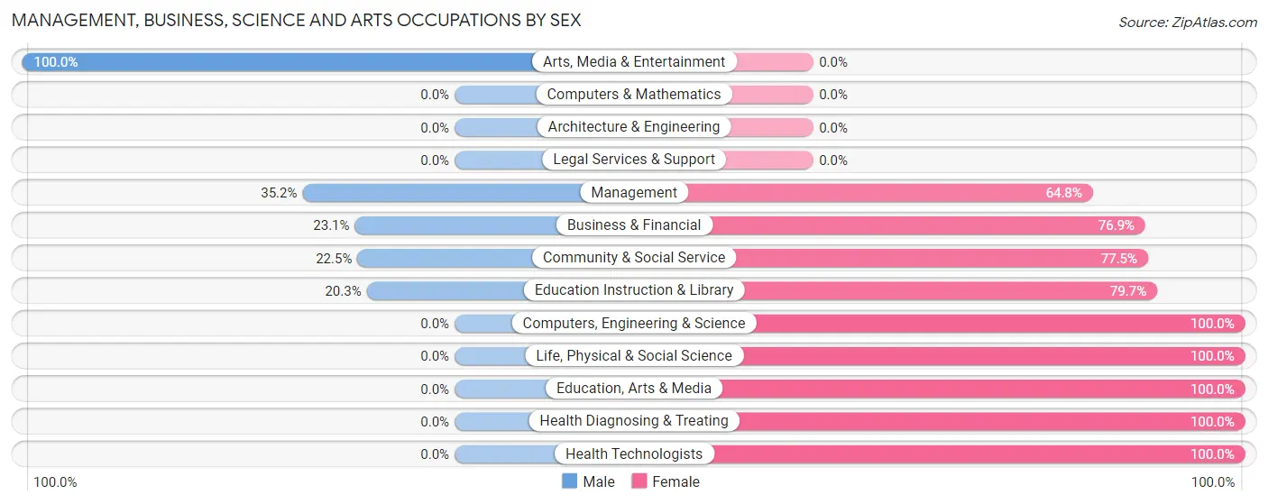 Management, Business, Science and Arts Occupations by Sex in Zip Code 96729