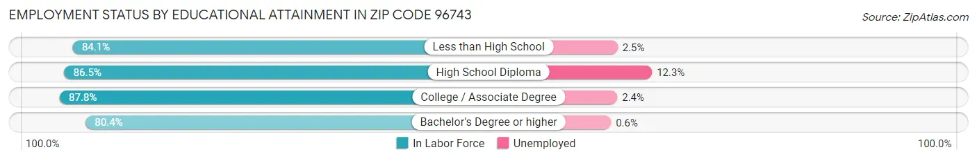 Employment Status by Educational Attainment in Zip Code 96743