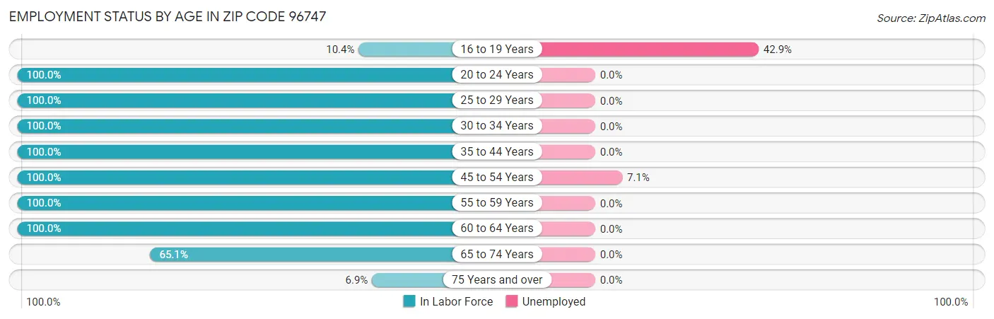 Employment Status by Age in Zip Code 96747