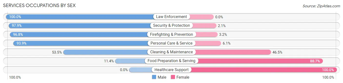 Services Occupations by Sex in Zip Code 96752