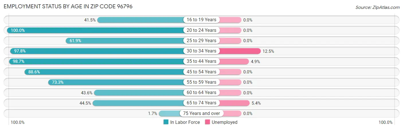 Employment Status by Age in Zip Code 96796