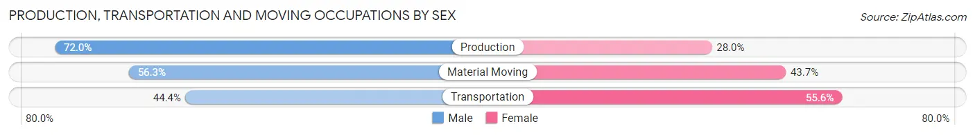 Production, Transportation and Moving Occupations by Sex in Zip Code 96796