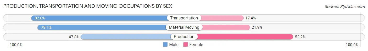 Production, Transportation and Moving Occupations by Sex in Zip Code 96821