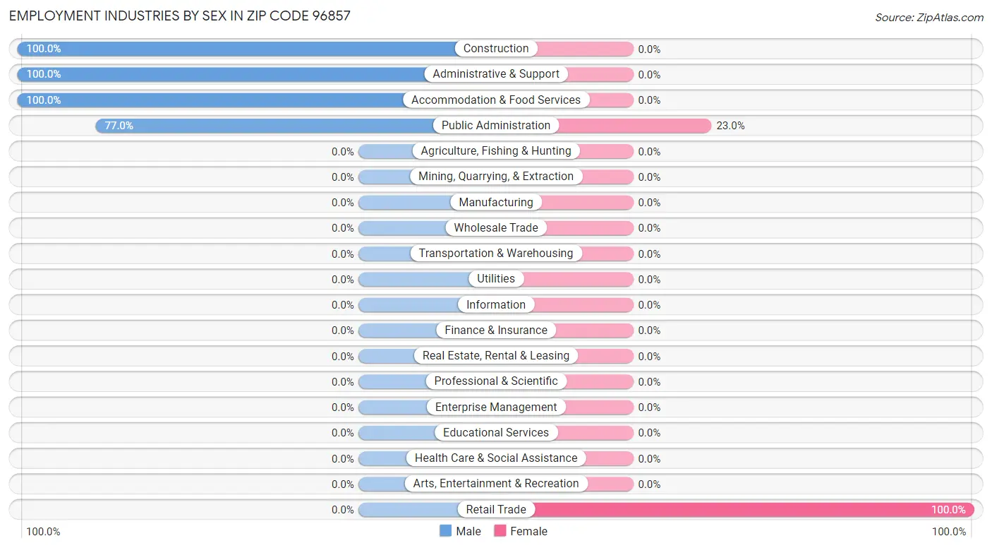 Employment Industries by Sex in Zip Code 96857