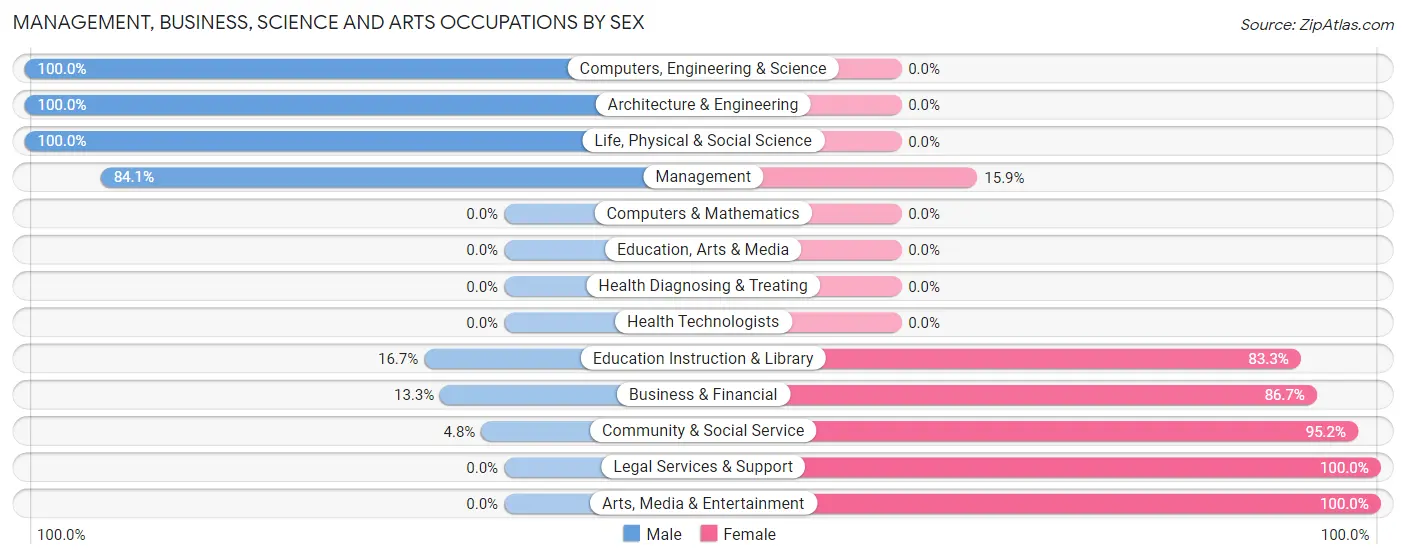 Management, Business, Science and Arts Occupations by Sex in Zip Code 97131
