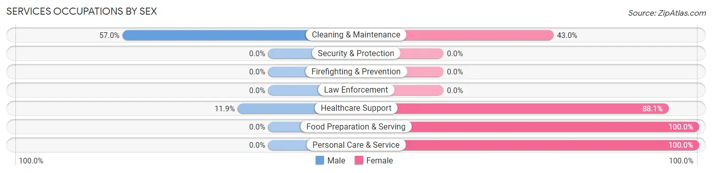 Services Occupations by Sex in Zip Code 97136