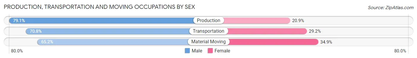Production, Transportation and Moving Occupations by Sex in Zip Code 97141