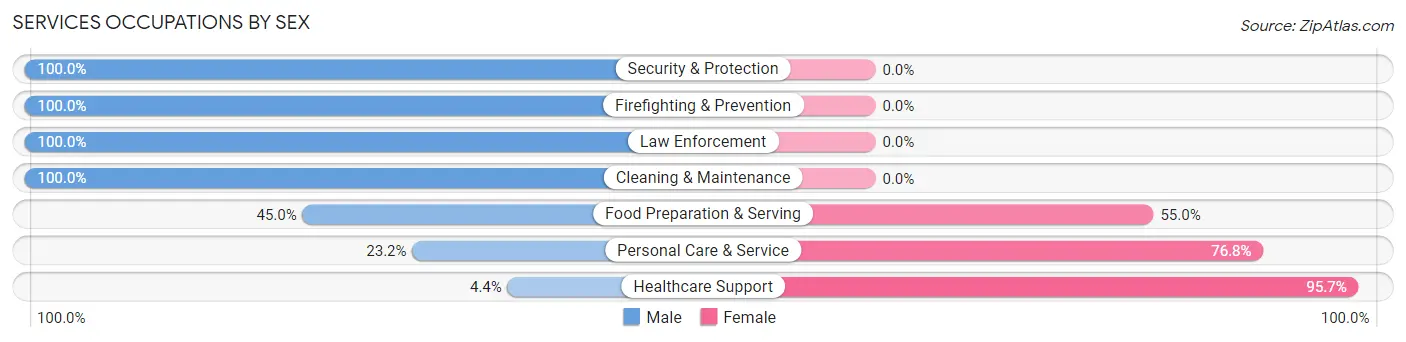 Services Occupations by Sex in Zip Code 97341
