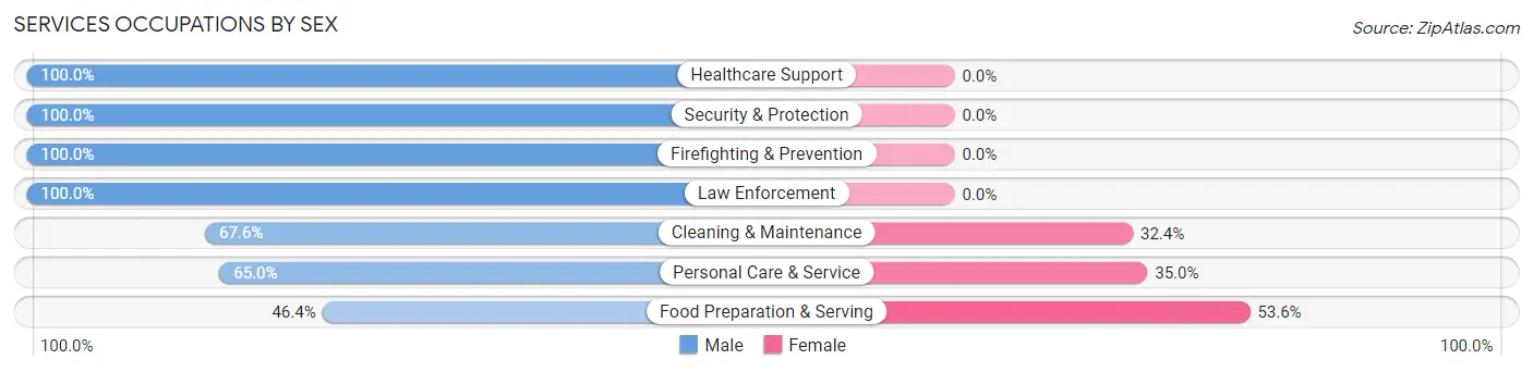 Services Occupations by Sex in Zip Code 97368