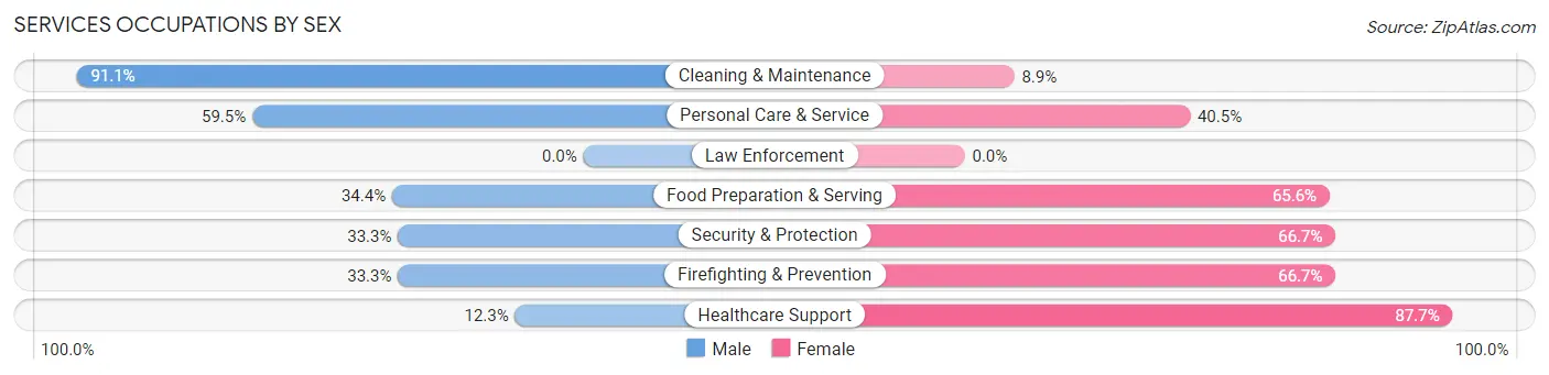 Services Occupations by Sex in Zip Code 97380