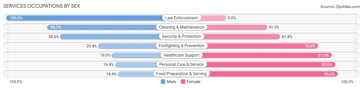Services Occupations by Sex in Zip Code 97383
